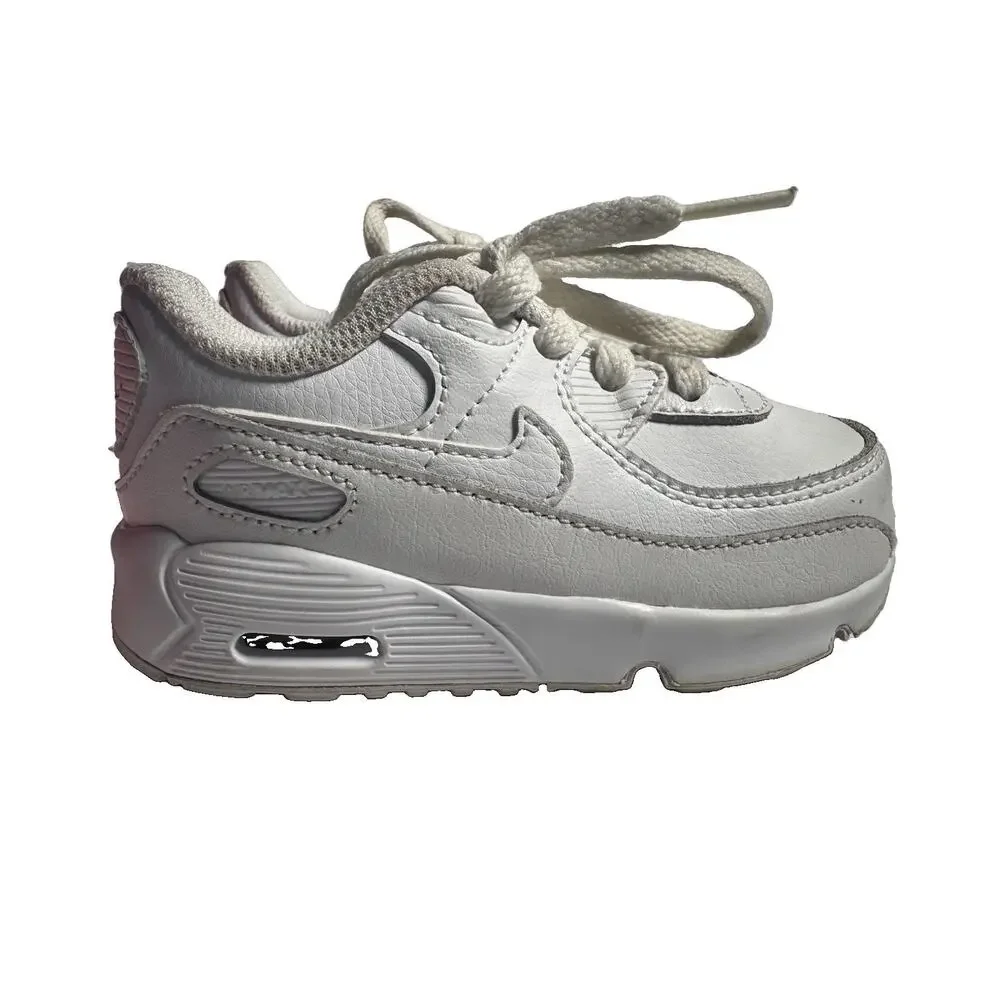 Nike Air Max 90 TD White Metallic Silver Toddler Shoes Size 7C CD6868-100